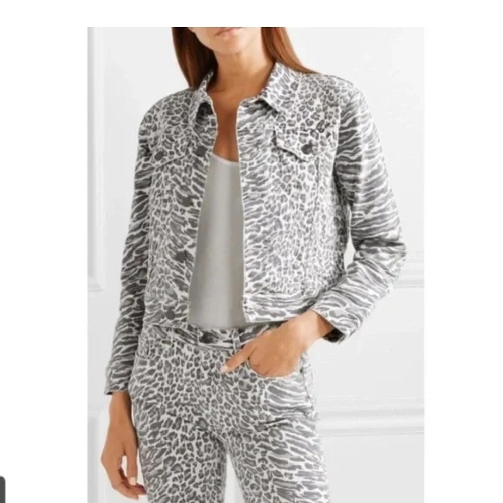 Current/Elliott Gray Animal Print Jean Jacket Size 2 (S) New With Tags!